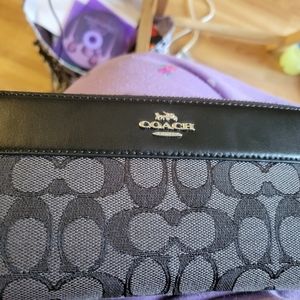 Coach black zip around wallet